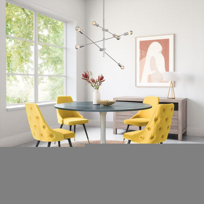 60" Gray and Silver Marble and Aluminum Pedestal Base Round Top Dining Table HomeRoots