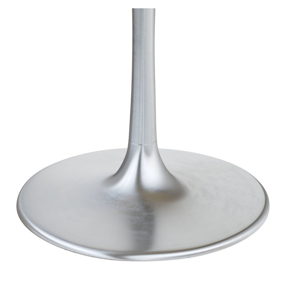 48" Gray and Silver Marble and Aluminum Pedestal Base Round Top Dining Table HomeRoots