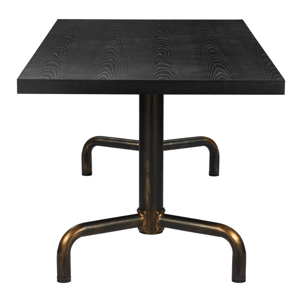 71" Black and Gold Wood and Steel Trestle Base Dining Table HomeRoots