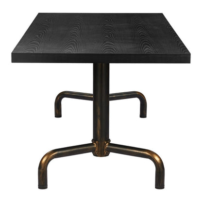 71" Black and Gold Wood and Steel Trestle Base Dining Table HomeRoots