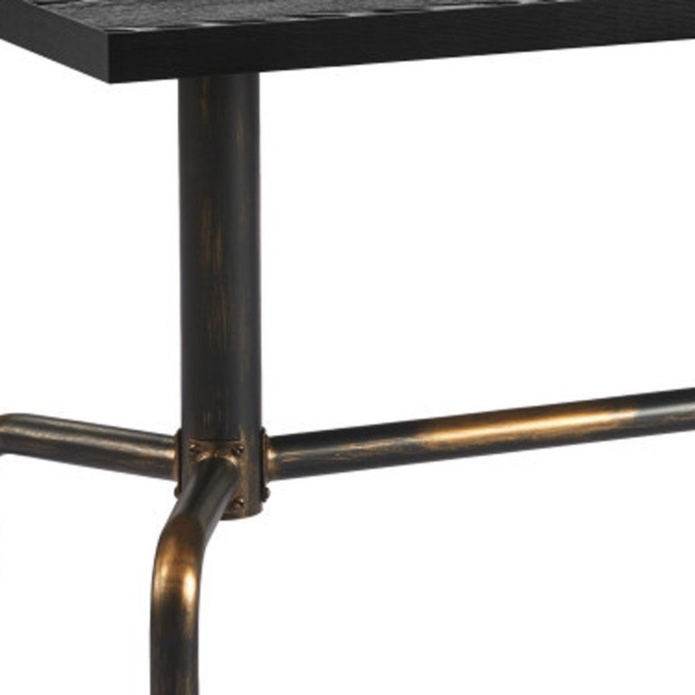 71" Black and Gold Wood and Steel Trestle Base Dining Table HomeRoots