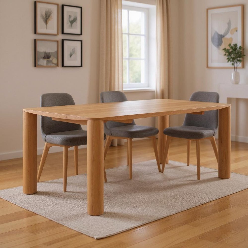 79" Natural Solid Wood Dining Table HomeRoots