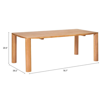 79" Natural Solid Wood Dining Table HomeRoots