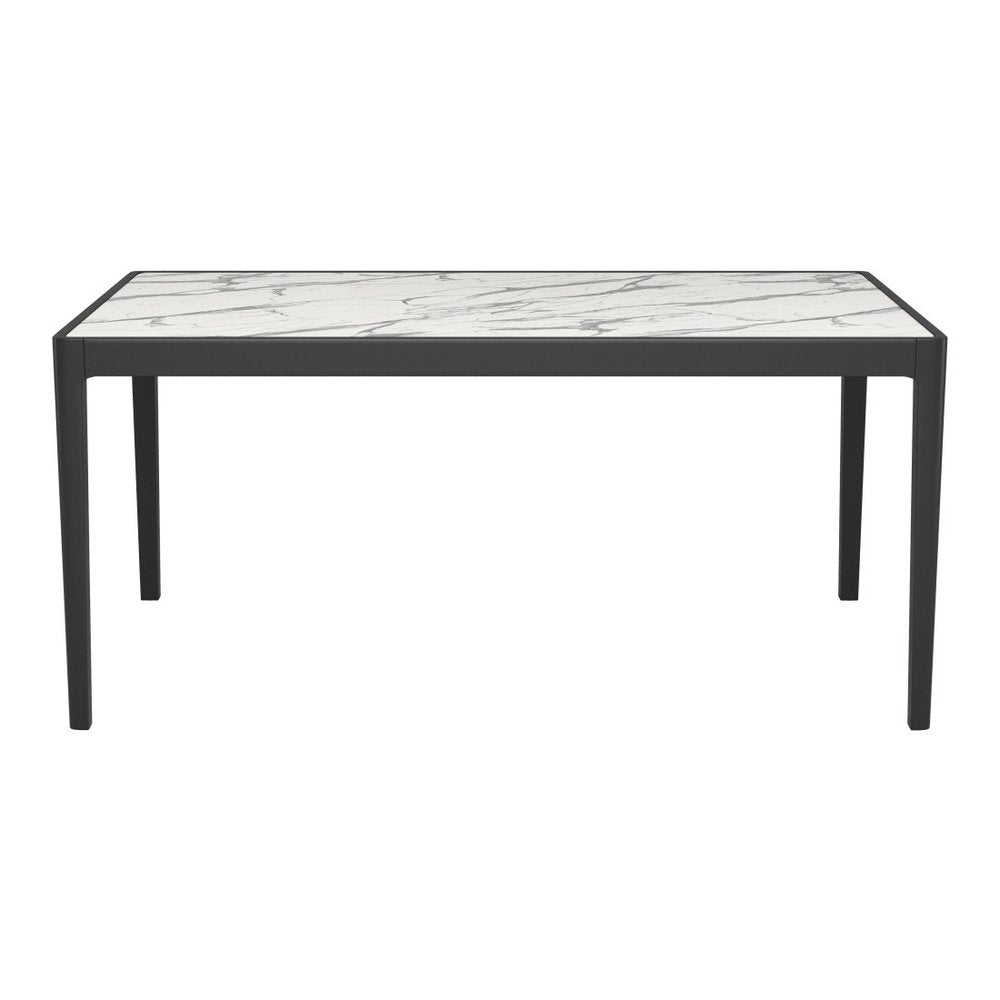 65" White and Black Faux Marble and Solid Wood Dining Table HomeRoots