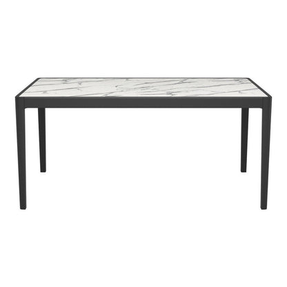 65" White and Black Faux Marble and Solid Wood Dining Table HomeRoots