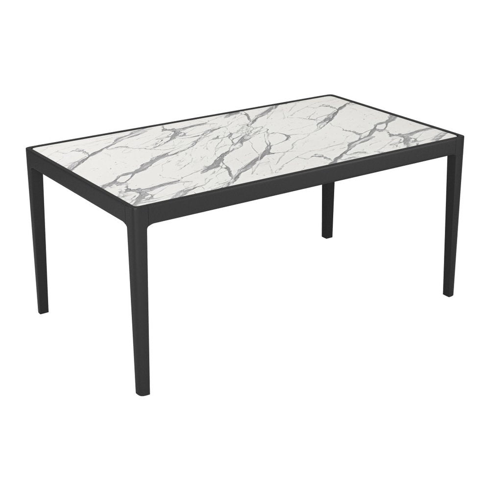 65" White and Black Faux Marble and Solid Wood Dining Table HomeRoots