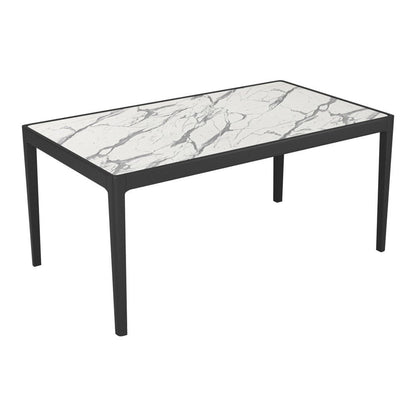 65" White and Black Faux Marble and Solid Wood Dining Table HomeRoots