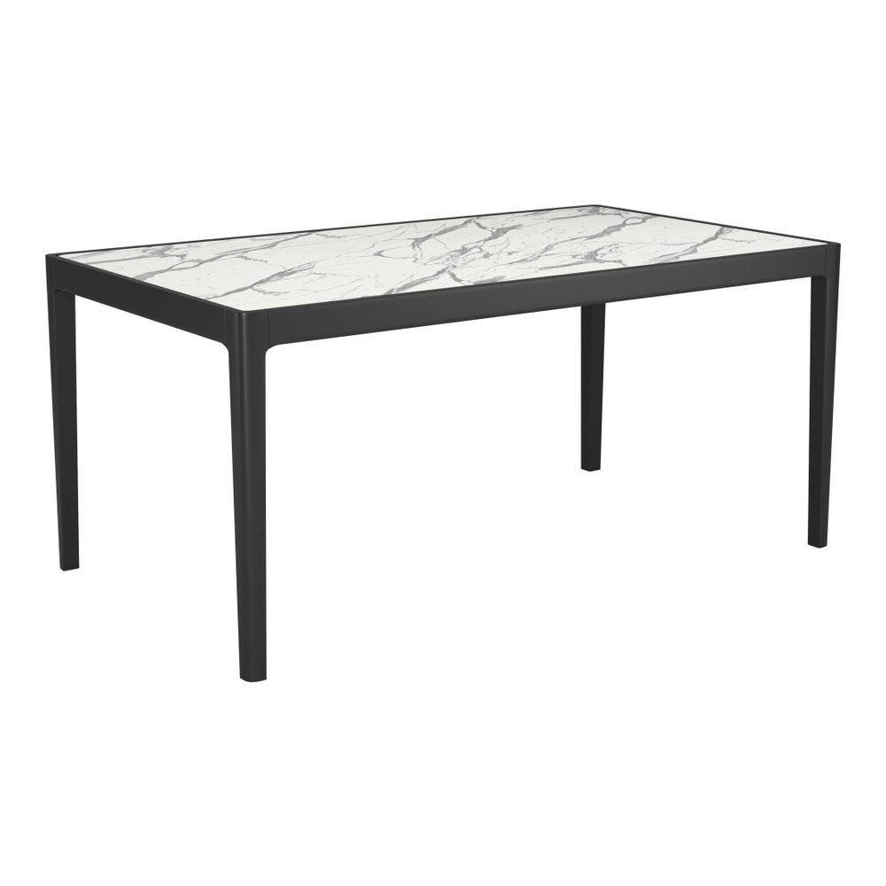 65" White and Black Faux Marble and Solid Wood Dining Table HomeRoots