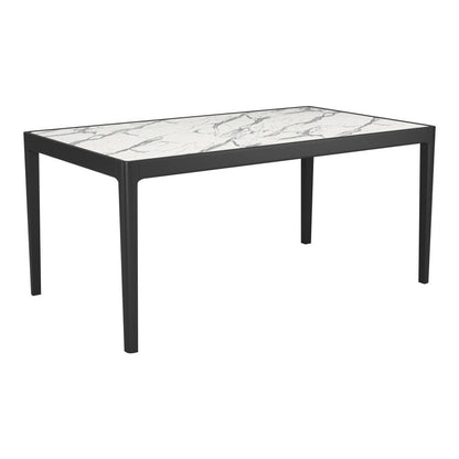 65" White and Black Faux Marble and Solid Wood Dining Table HomeRoots
