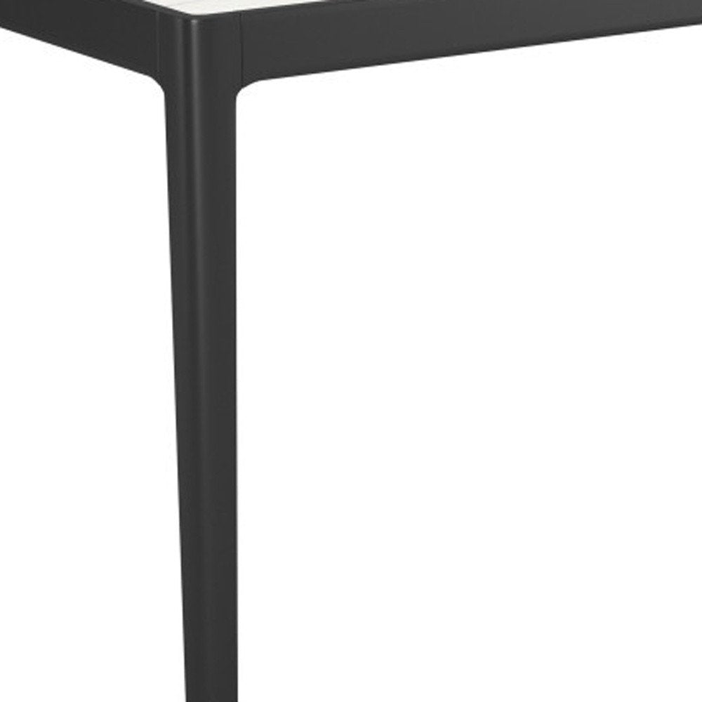 65" White and Black Faux Marble and Solid Wood Dining Table HomeRoots