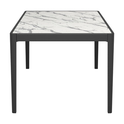 65" White and Black Faux Marble and Solid Wood Dining Table HomeRoots