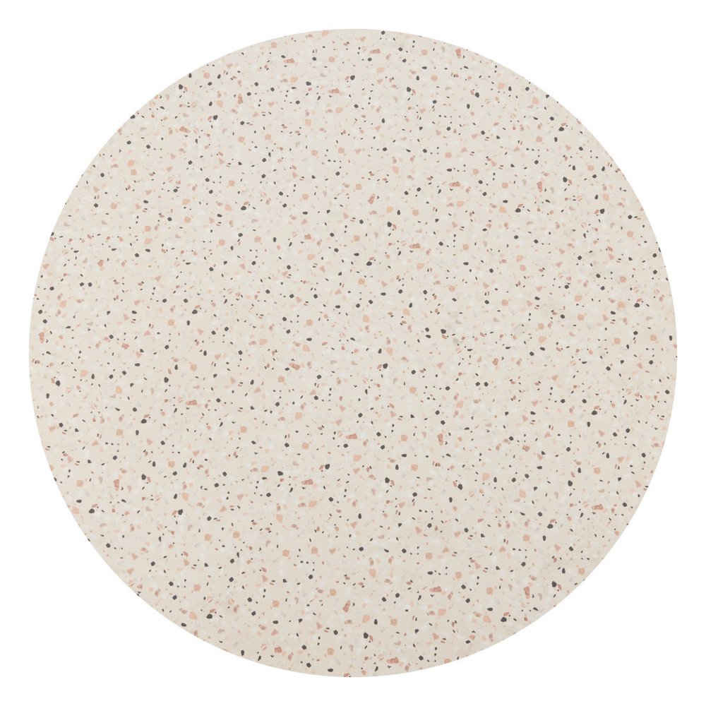 48" Beige and Black Wood and Steel Faux Terrazzo Round Top Dining Table HomeRoots