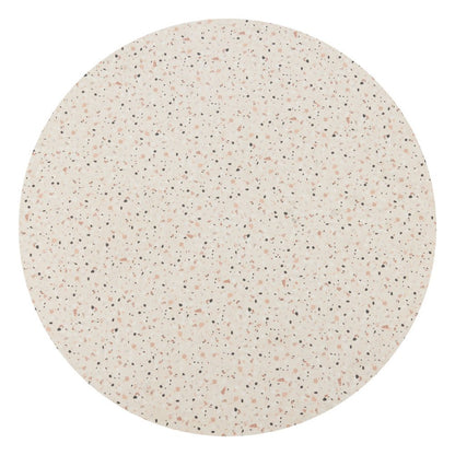48" Beige and Black Wood and Steel Faux Terrazzo Round Top Dining Table HomeRoots