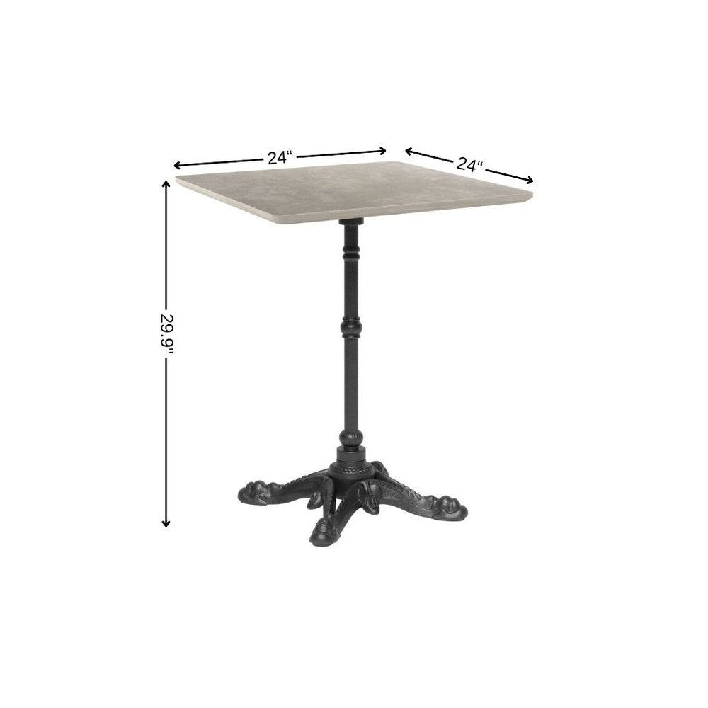 24" Gray and Black Wood And Aluminum Indoor Outdoor Pedestal Base Round Top Dining Table HomeRoots
