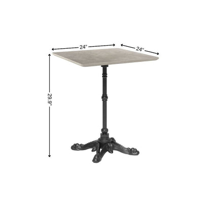 24" Gray and Black Wood And Aluminum Indoor Outdoor Pedestal Base Round Top Dining Table HomeRoots