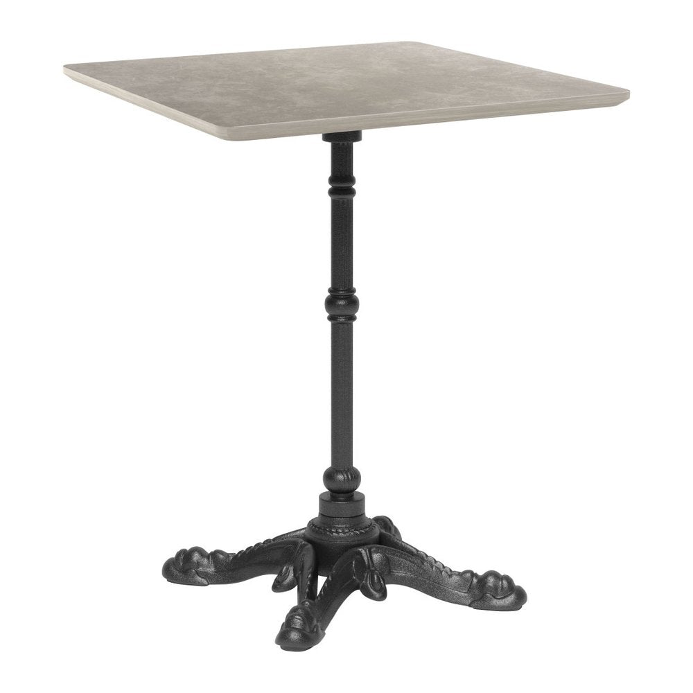 24" Gray and Black Wood And Aluminum Indoor Outdoor Pedestal Base Round Top Dining Table HomeRoots