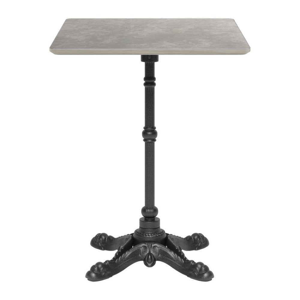 24" Gray and Black Wood And Aluminum Indoor Outdoor Pedestal Base Round Top Dining Table HomeRoots