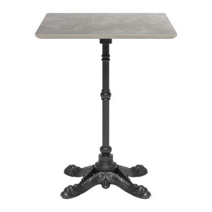 24" Gray and Black Wood And Aluminum Indoor Outdoor Pedestal Base Round Top Dining Table HomeRoots