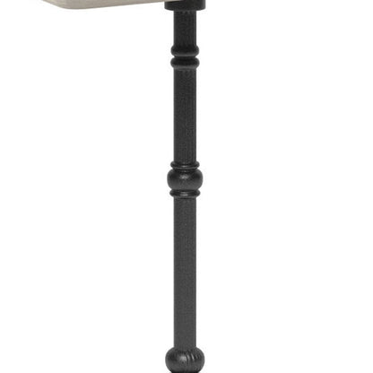 24" Gray and Black Wood And Aluminum Indoor Outdoor Pedestal Base Round Top Dining Table HomeRoots