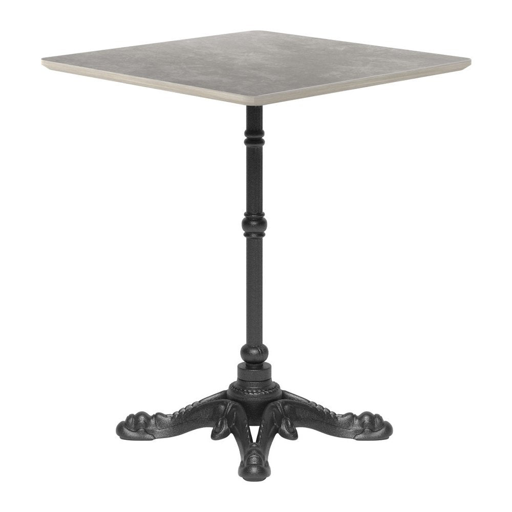 24" Gray and Black Wood And Aluminum Indoor Outdoor Pedestal Base Round Top Dining Table HomeRoots