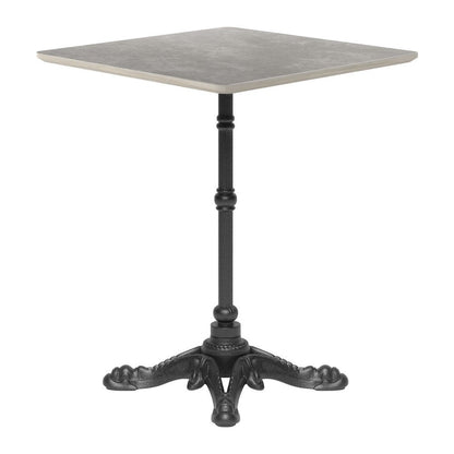 24" Gray and Black Wood And Aluminum Indoor Outdoor Pedestal Base Round Top Dining Table HomeRoots