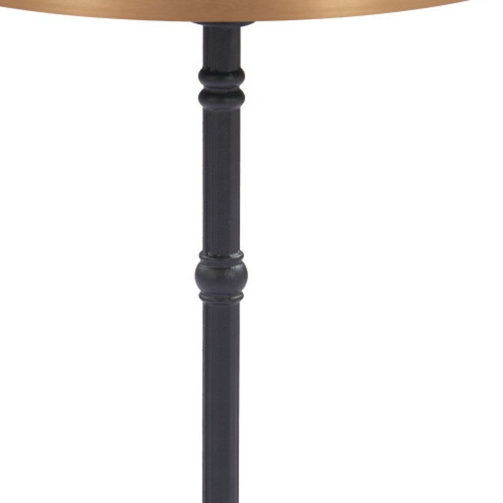 24" White And Black Wood And Aluminum Indoor Outdoor Pedestal Base Round Top Dining Table HomeRoots