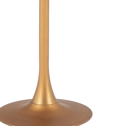 24" Beige and Gold Wood and Steel Pedestal Base Square Dining Table HomeRoots