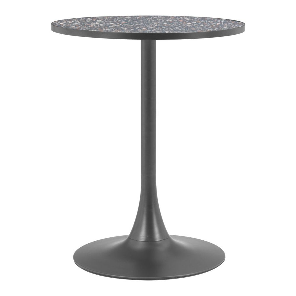 24" Black and Bronze Wood and Steel Pedestal Base Round Top Dining Table HomeRoots