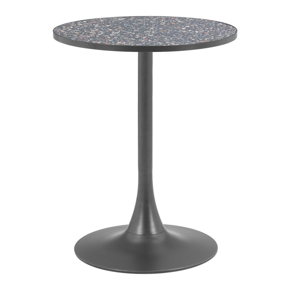 24" Black and Bronze Wood and Steel Pedestal Base Round Top Dining Table HomeRoots