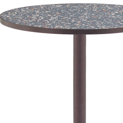 24" Black and Bronze Wood and Steel Pedestal Base Round Top Dining Table HomeRoots