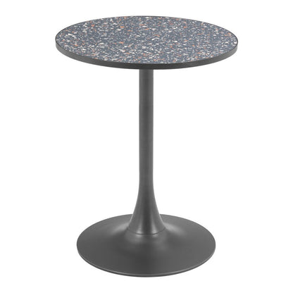 24" Black and Bronze Wood and Steel Pedestal Base Round Top Dining Table HomeRoots