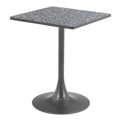 24" Black Wood and Steel Faux Terrazzo Pedestal Base Square Dining Table HomeRoots