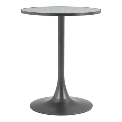 24" Gray and Bronze Wood and Steel Pedestal Base Round Top Dining Table HomeRoots