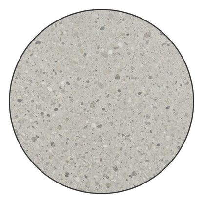 24" Gray and Bronze Wood and Steel Pedestal Base Round Top Dining Table HomeRoots