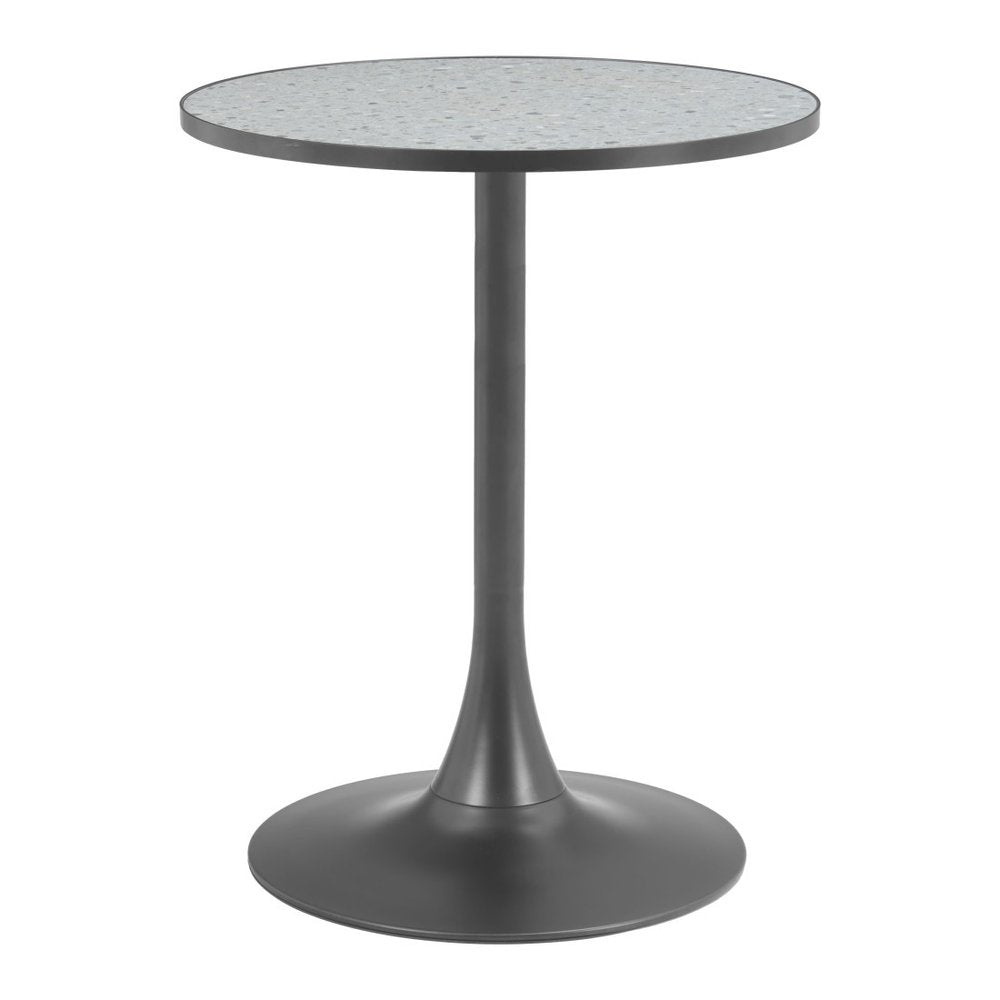 24" Gray and Bronze Wood and Steel Pedestal Base Round Top Dining Table HomeRoots