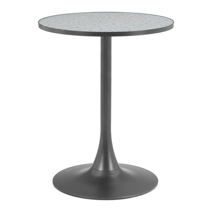 24" Gray and Bronze Wood and Steel Pedestal Base Round Top Dining Table HomeRoots