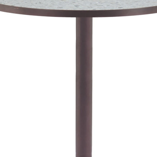 24" Gray and Bronze Wood and Steel Pedestal Base Round Top Dining Table HomeRoots