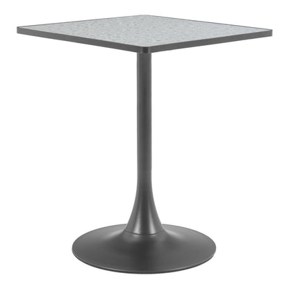 24" Gray Wood and Steel Faux Terrazzo Pedestal Base Square Dining Table HomeRoots