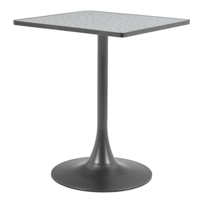 24" Gray Wood and Steel Faux Terrazzo Pedestal Base Square Dining Table HomeRoots