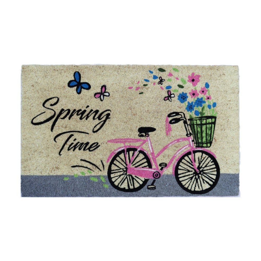 18" X 30" Beige and Black Coir Bicycle Outdoor Spring Door Mat — view 3