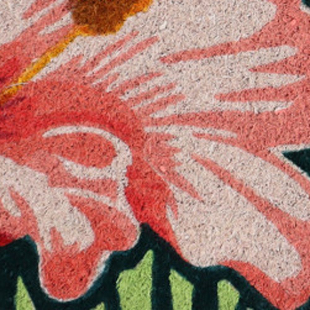 18" X 30" Blue and Pink Coir Tropical Outdoor Door Mat — view 2