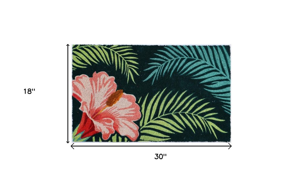 18" X 30" Blue and Pink Coir Tropical Outdoor Door Mat — view 4