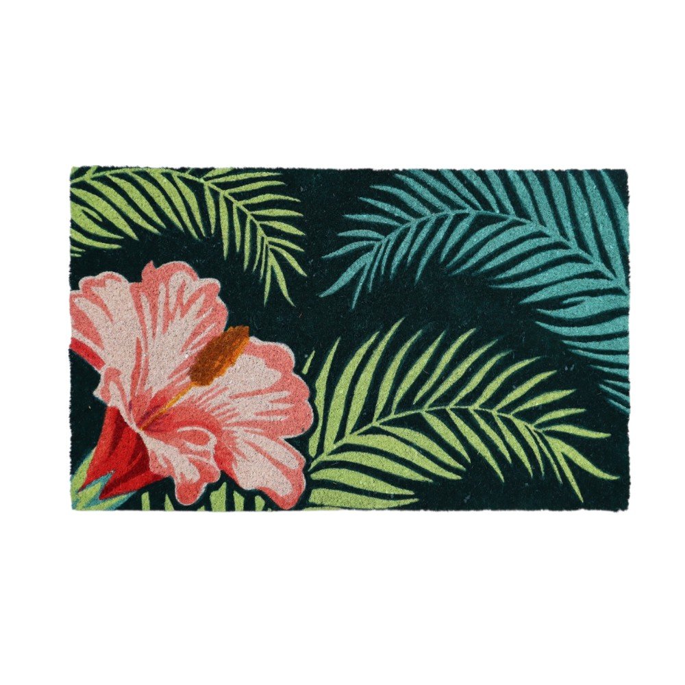 18" X 30" Blue and Pink Coir Tropical Outdoor Door Mat — view 5
