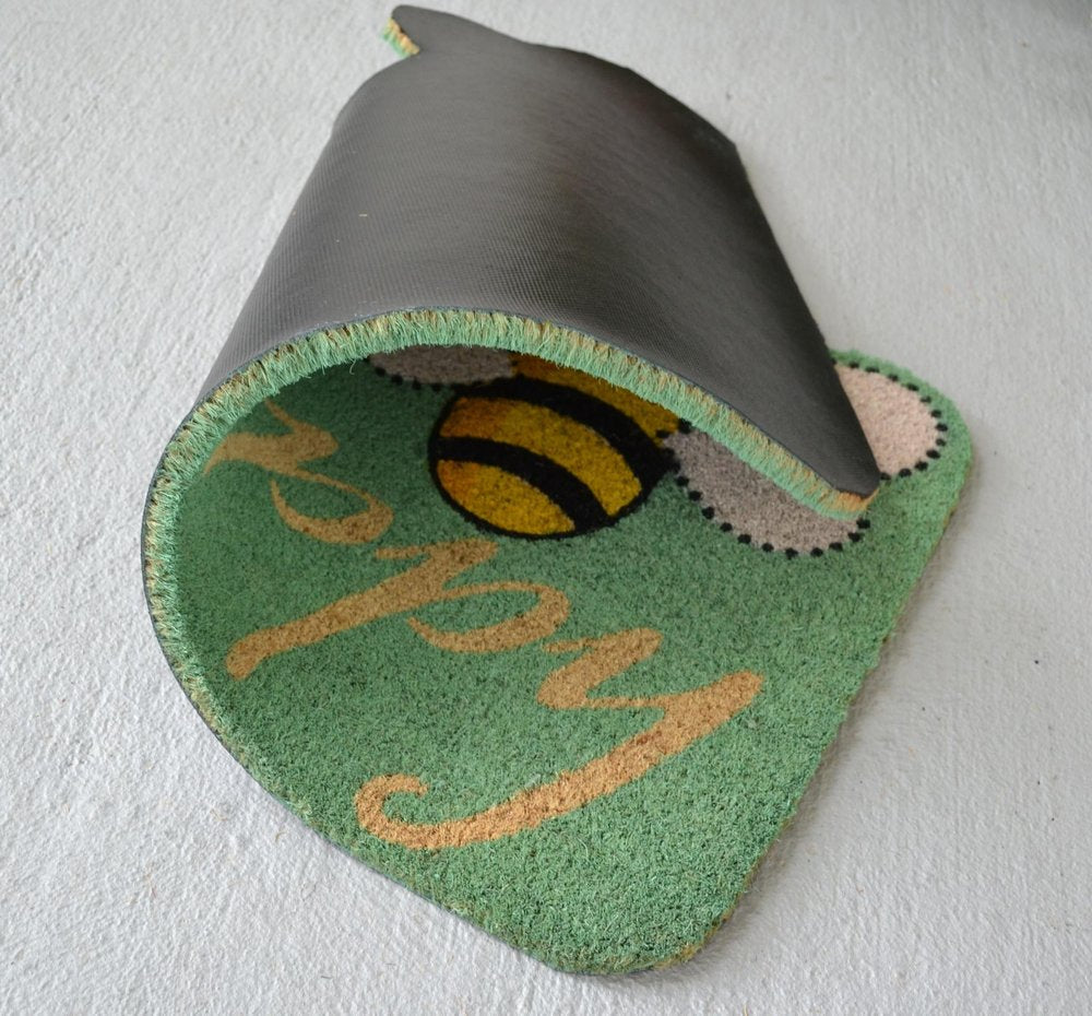 18" X 30" Beige and Green Coir Bees Outdoor Door Mat — view 1