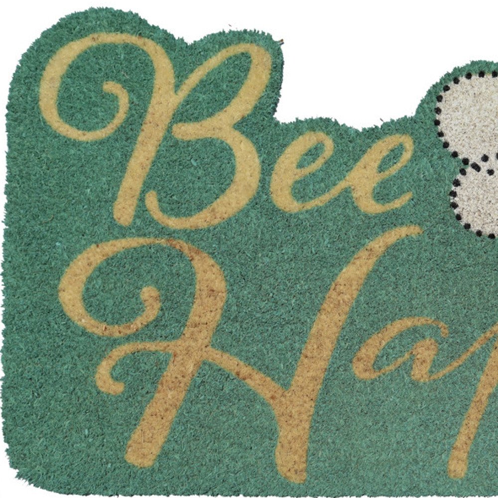 18" X 30" Beige and Green Coir Bees Outdoor Door Mat — view 3