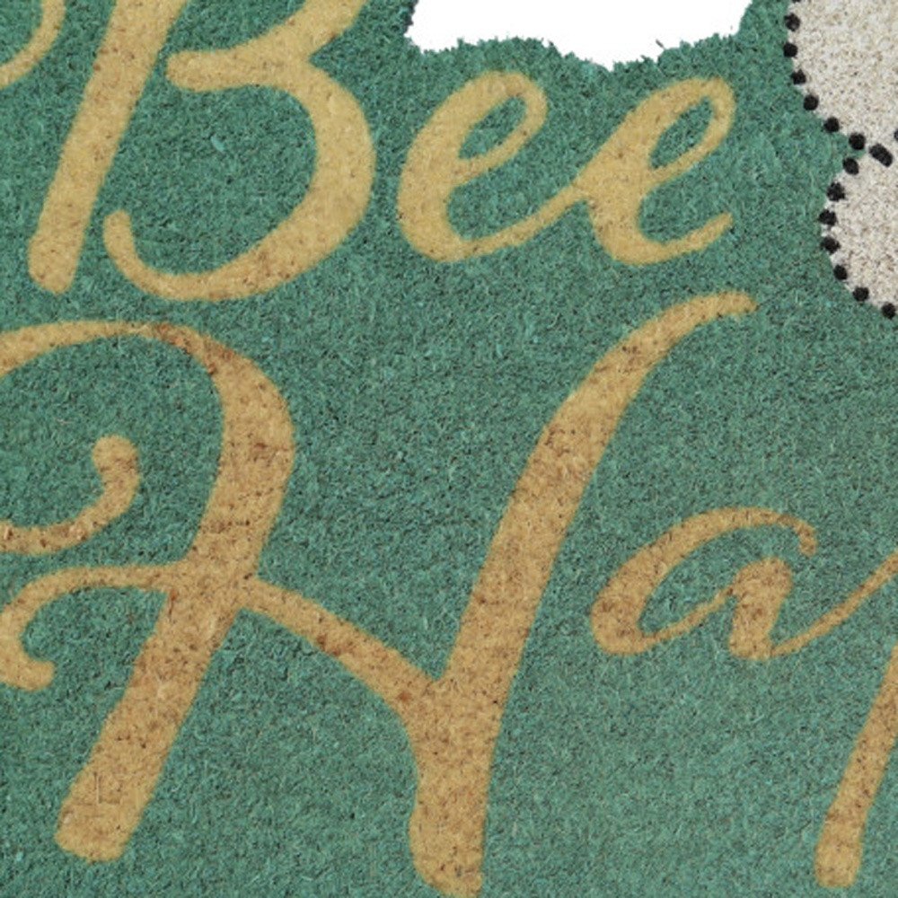 18" X 30" Beige and Green Coir Bees Outdoor Door Mat — view 4