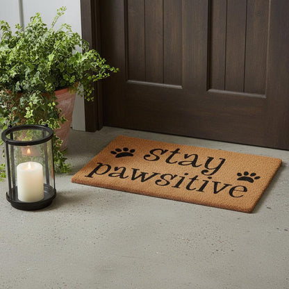 18" X 30" Beige and Black Coir Outdoor Door Mat