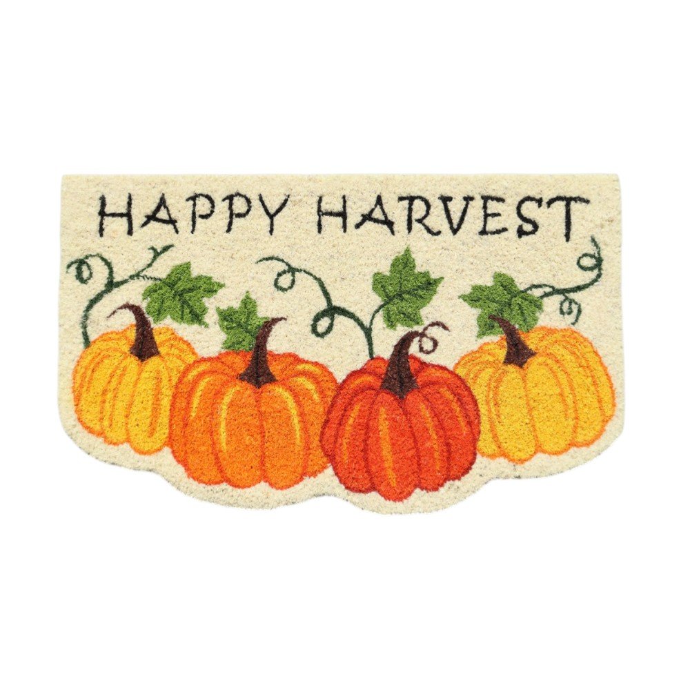 18" X 30" Beige and Orange Coir Pumpkins and Leaves Outdoor Thanksgiving Door Mat — view 2