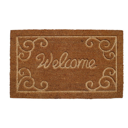 18" X 30" Beige and White Coir Vines Welcome Outdoor Door Mat