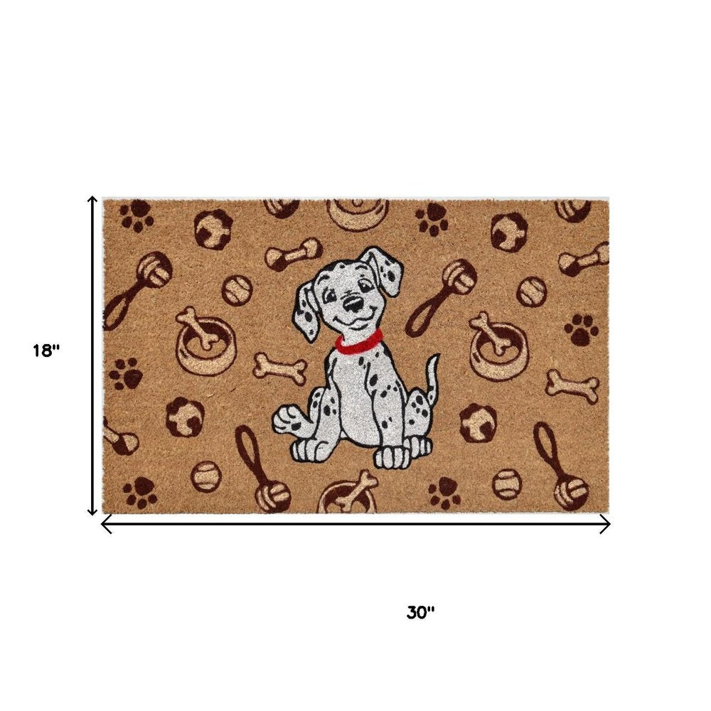 18" X 30" Beige and White Coir Dog Outdoor Door Mat — view 3